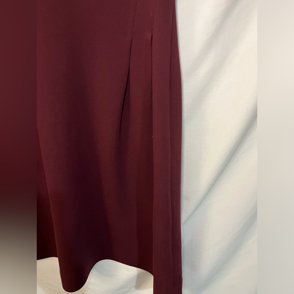 Theory Burgundy Admiral Crepe Fit & Flare Shirt Sleeve Round Neck Dress Sz 00 - Picture 8 of 16